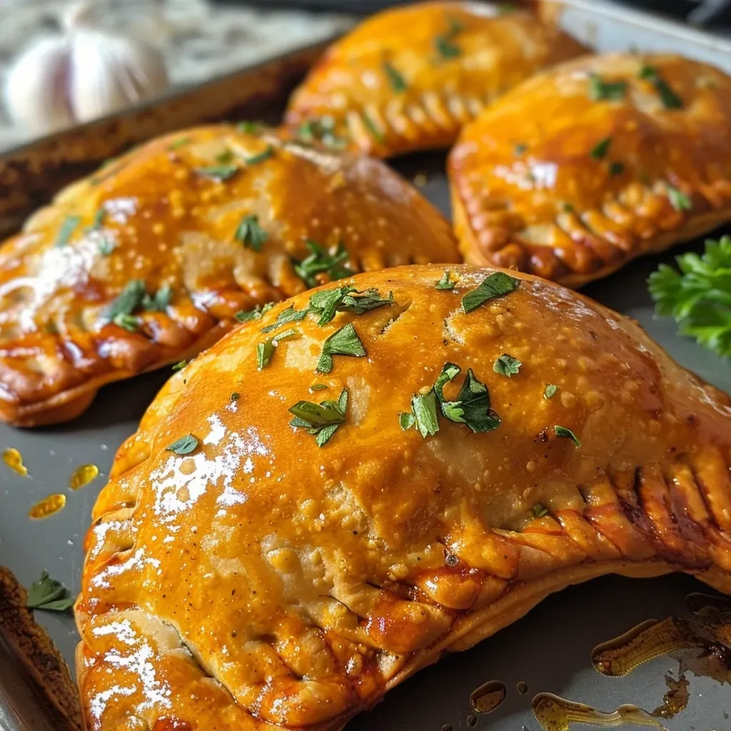 Side view of delicious Pumpkin Empanadas, showcasing their rich filling.