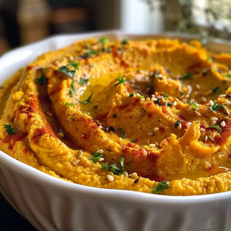 A Taste of Autumn: How Pumpkin Hummus Enlivens Every Gathering Side view of creamy pumpkin hummus in a bowl with a smooth texture.