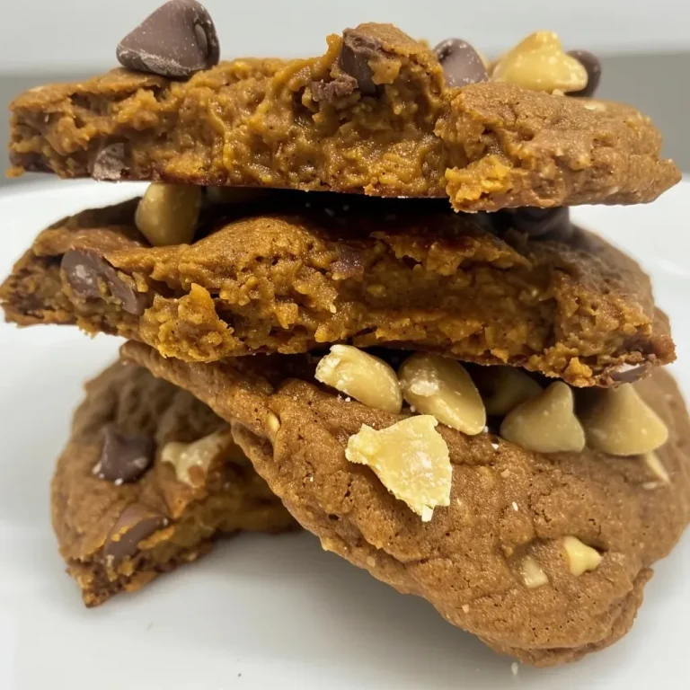 Harvesting Joy: Whipping Up Pumpkin Protein Cookies for Every Occasion Close-up view of freshly baked pumpkin protein cookies with chocolate chips.