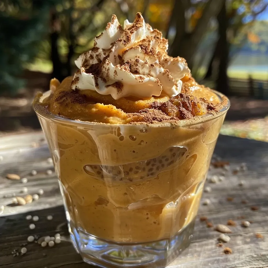 Vivid image of pumpkin pudding in a bowl, showcasing a smooth texture and warm color.
