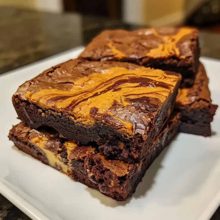 Autumn Indulgence: How Pumpkin Spice Swirl Brownies Bring Cozy Vibes to Every Gathering Close-up view of a decadent pumpkin spice swirl brownie with a rich, chocolatey exterior and creamy swirls.