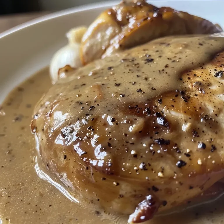 Savoring Simplicity: The Roasted Garlic Gravy That Elevates Every Meal Close-up view of creamy roasted garlic gravy in a bowl.