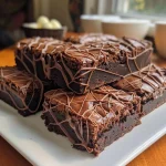 Close-up view of decadent Spiderweb Brownies with a glossy top.
