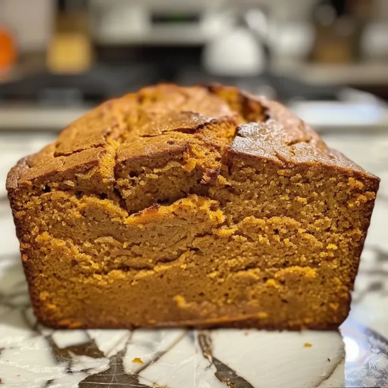 Close-up view of a slice of golden-brown sweet potato bread, showcasing its moist texture.