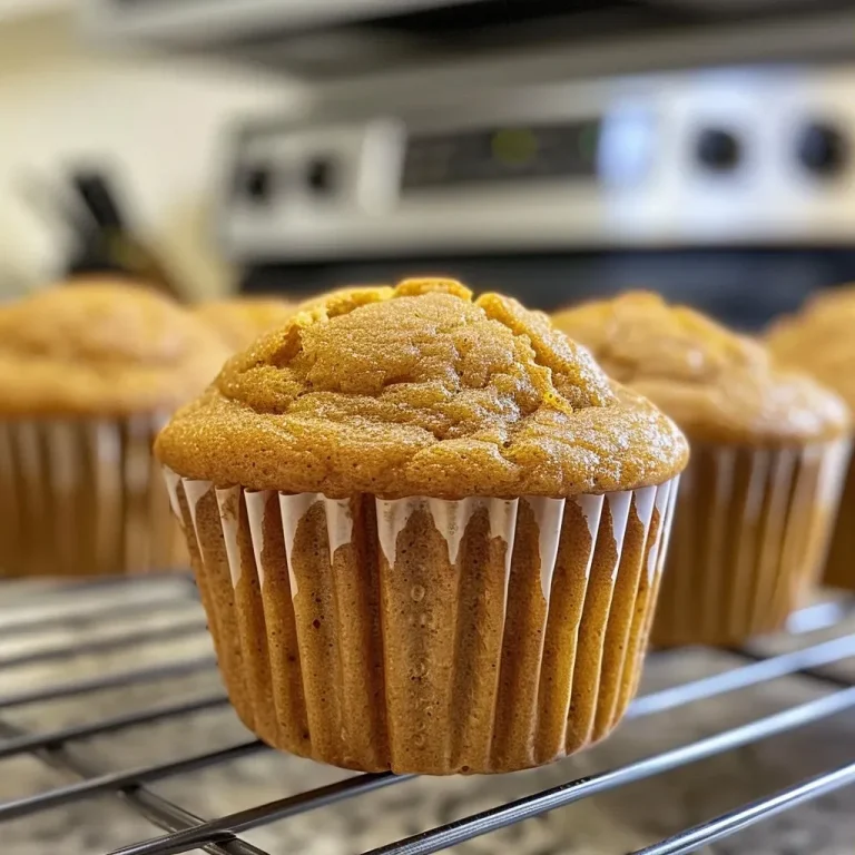 Close-up side view of golden brown Sweet Potato Spice Muffins on a rustic wooden surface.