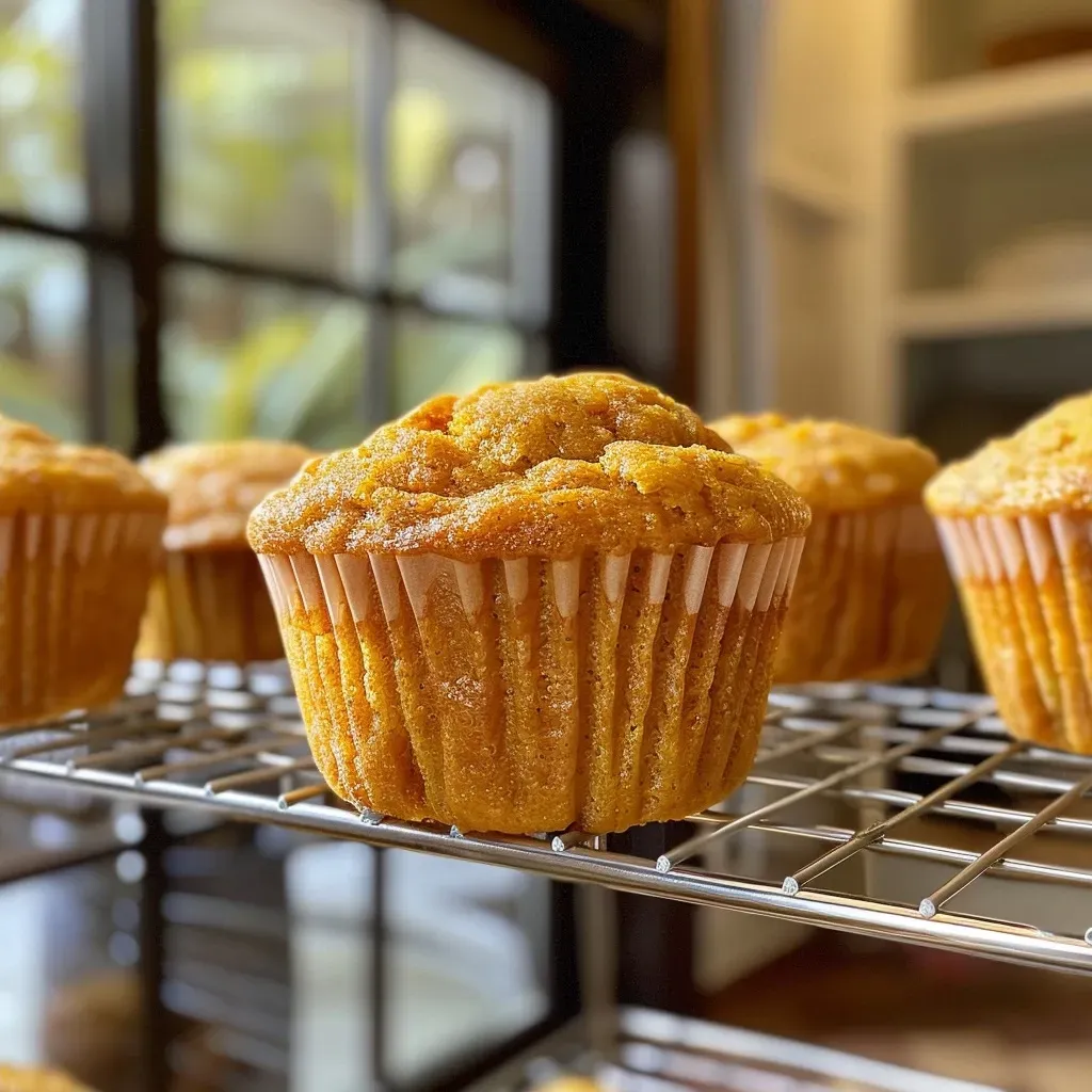 Juicy Sweet Potato Spice Muffins with a textured top, showing golden raisins, on a table.