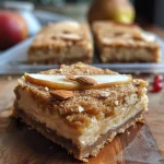 A side view of Keto Spiced Pear Cheesecake Bars, showcasing their creamy texture and pear topping.
