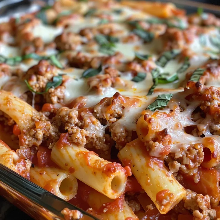 Gather ‘Round: The High Protein Baked Ziti That Makes Every Meal a Celebration Close-up view of a steaming portion of High Protein Baked Ziti with melted cheese on top.