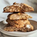 Close-up view of vegan chai scones with a golden crust and spices visible.