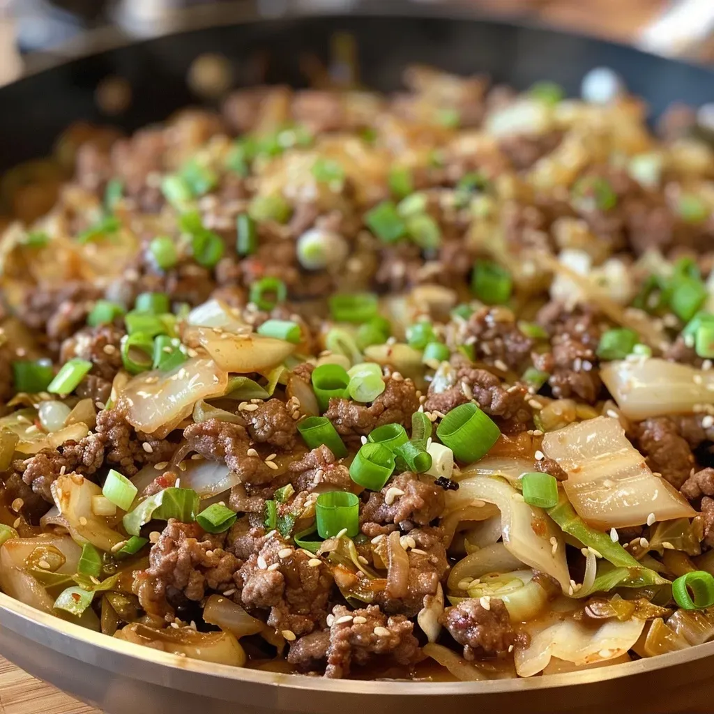 Asian-Inspired Beef & Cabbage Skillet