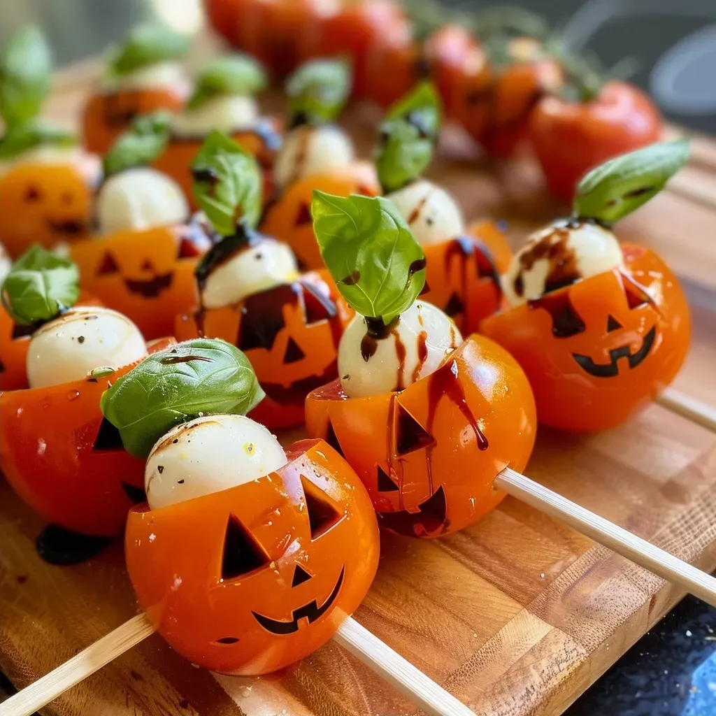 Jack-O’-Lantern Caprese Skewers