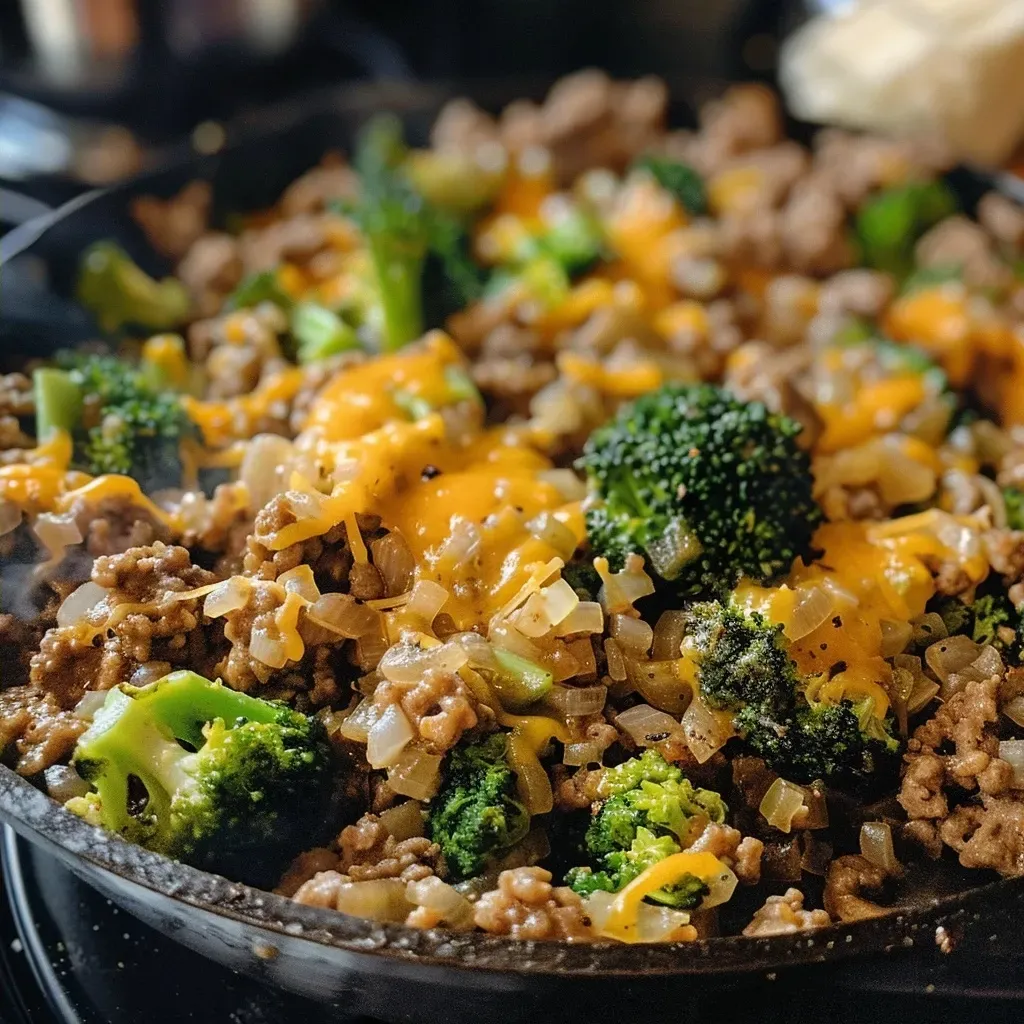 Keto Hamburger Broccoli Skillet