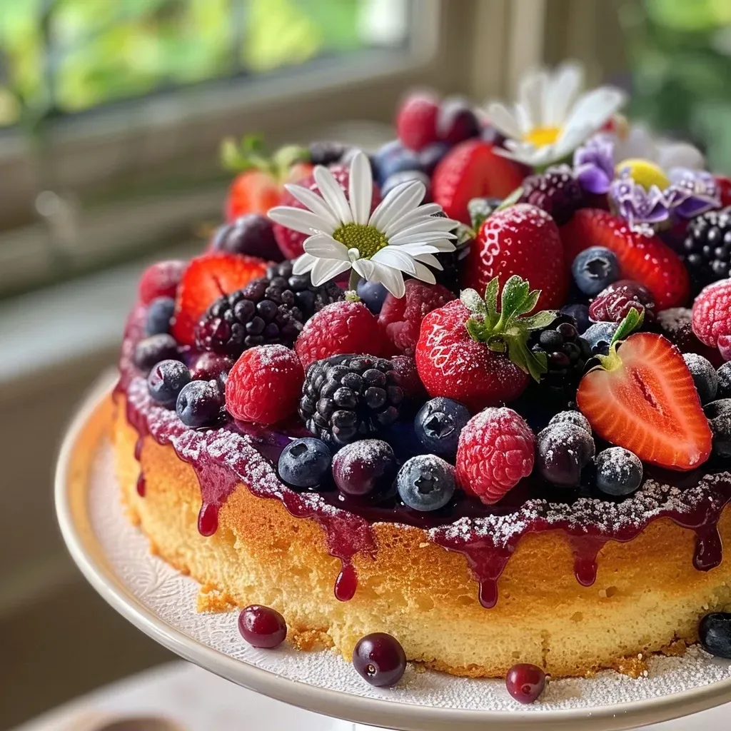 Roasted Berry Poke Cake