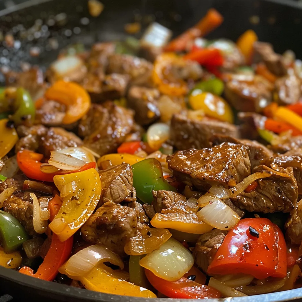 Pepper Steak with Bell Peppers and Onion